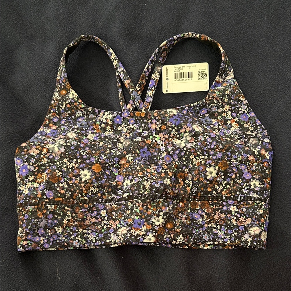 Lululemon Floral Energy Long Line Sports Bra with Strappy Back